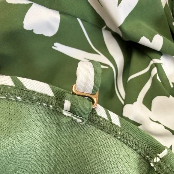 Anne Cole Green Floral Halter One-Piece Swimsuit Ruched Summer Swimwear Size 16 - Picture 4 of 15